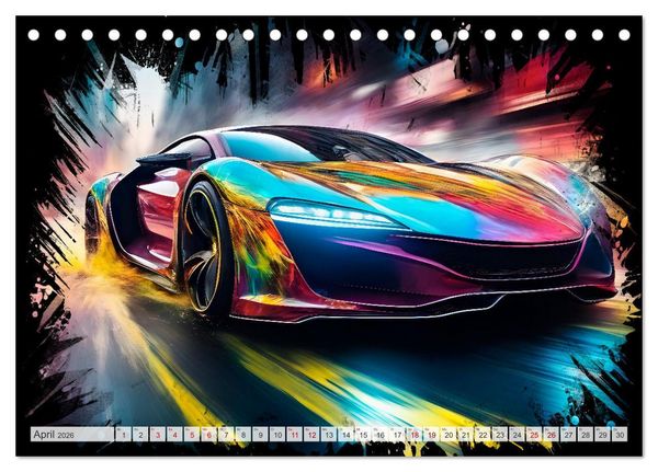 Produktbild: Coole KI-generierte SPORTWAGEN (Tischkalender 2026 DIN A5 quer), CALVENDO Monatskalender
