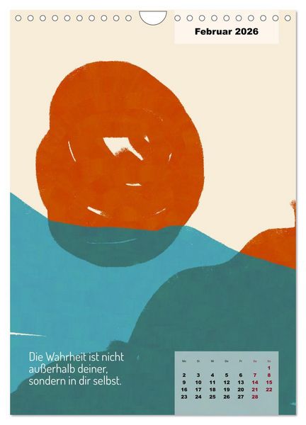 Produktbild: Seelenw&uuml;nsche - Kunstkalender mit Texten zum Innehalten (Wandkalender 2026 DIN A4 hoch), CALVENDO Monatskalender