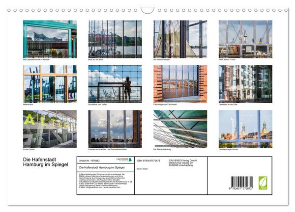 Produktbild: Die Hafenstadt Hamburg im Spiegel (Wandkalender 2026 DIN A3 quer), CALVENDO Monatskalender