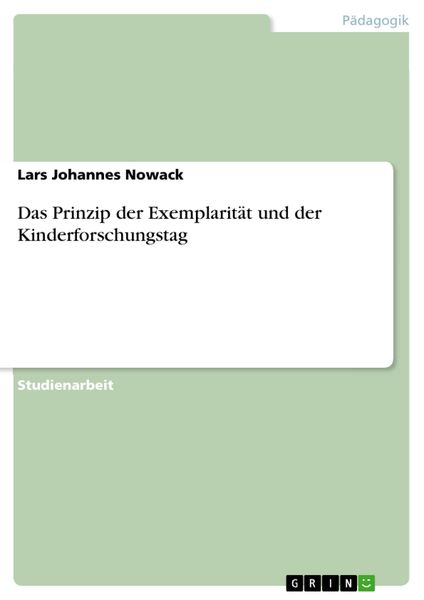 Produktbild: Das Prinzip der Exemplarit&auml;t und der Kinderforschungstag