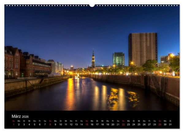 Produktbild: Hamburg - Lichter der Nacht (Wandkalender 2026 DIN A2 quer), CALVENDO Monatskalender