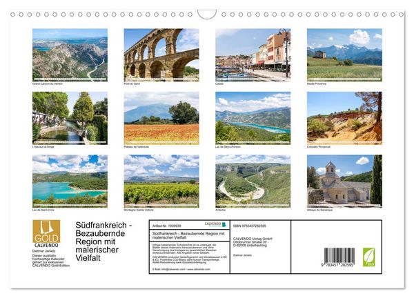 Produktbild: S&uuml;dfrankreich - Bezaubernde Region mit malerischer Vielfalt (Wandkalender 2026 DIN A3 quer), CALVENDO Monatskalender