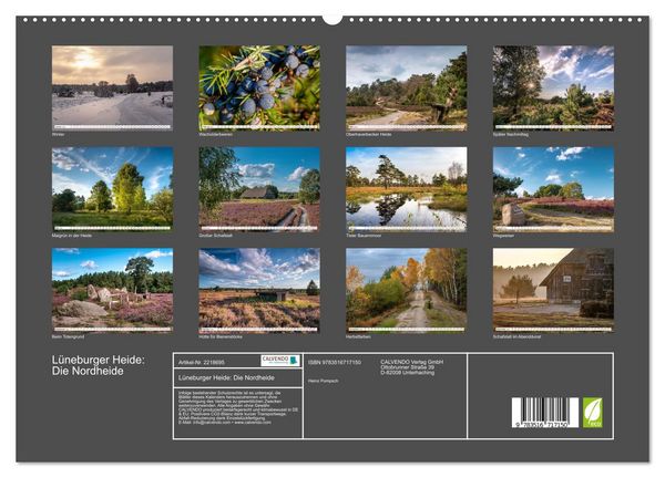 Produktbild: L&uuml;neburger Heide: Die Nordheide (hochwertiger Premium Wandkalender 2026 DIN A2 quer), Kunstdruck in Hochglanz