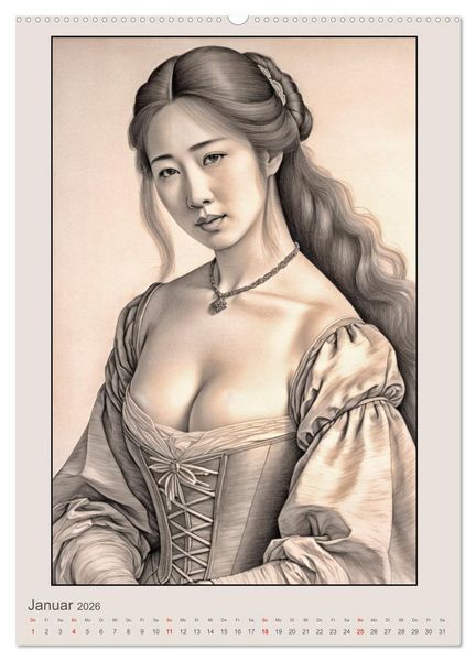 Produktbild: Portr&auml;ts von Frauen in historischen Kost&uuml;men (Wandkalender 2026 DIN A2 hoch), CALVENDO Monatskalender