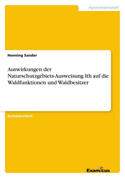 Produktbild: Auswirkungen der Naturschutzgebiets-Ausweisung Ith auf die Waldfunktionen und Waldbesitzer
