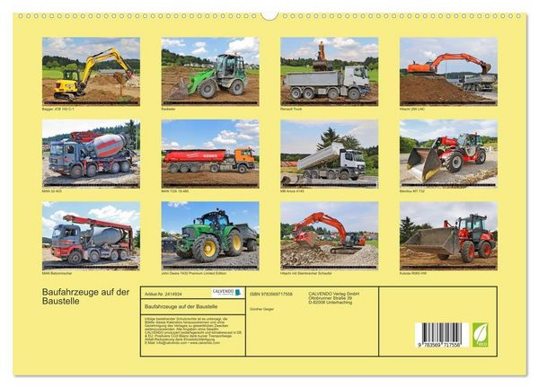 Produktbild: Baufahrzeuge auf der Baustelle (hochwertiger Premium Wandkalender 2027 DIN A2 quer), Kunstdruck in Hochglanz