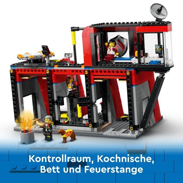 LEGO City 60414 Feuerwehrstation mit Drehleiterfahrzeug, Feuerwehr-Spielzeug