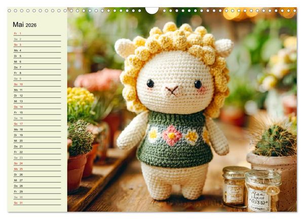 Produktbild: Kleine Freunde aus Wolle. Zauberhaft geh&auml;kelte Tierchen (Wandkalender 2026 DIN A3 quer), CALVENDO Monatskalender