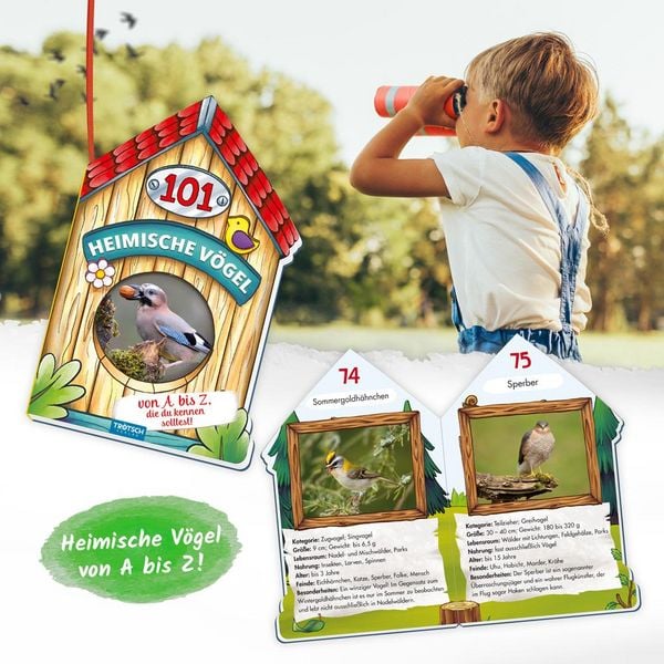Produktbild: Tr&ouml;tsch Buch in Hausform 101 Heimische V&ouml;gel von A bis Z, die du kennen solltest