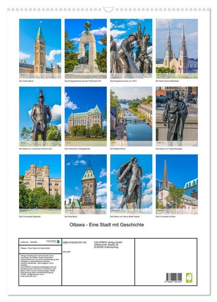 Produktbild: Ottawa - Eine Stadt mit Geschichte (Wandkalender 2026 DIN A2 hoch), CALVENDO Monatskalender