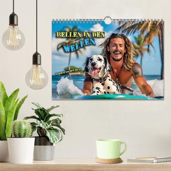 Produktbild: Bellen in den Wellen - Badespa&szlig; mit Hund (Wandkalender 2026 DIN A4 quer), CALVENDO Monatskalender