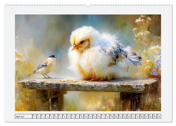 Produktbild: H&uuml;hner und K&uuml;ken. Fluffige Freunde (Wandkalender 2027 DIN A2 quer), CALVENDO Monatskalender