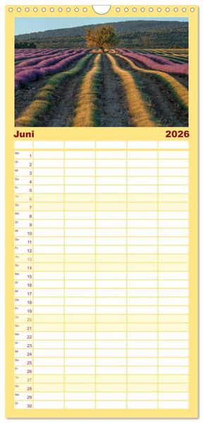 Produktbild: Familienplaner 2026 - Provence, Lavendelzeit in S&uuml;dfrankreich mit 5 Spalten (Wandkalender, 21 x 45 cm) CALVENDO