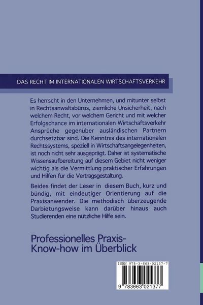 Produktbild: Das Recht im internationalen Wirtschaftsverkehr
