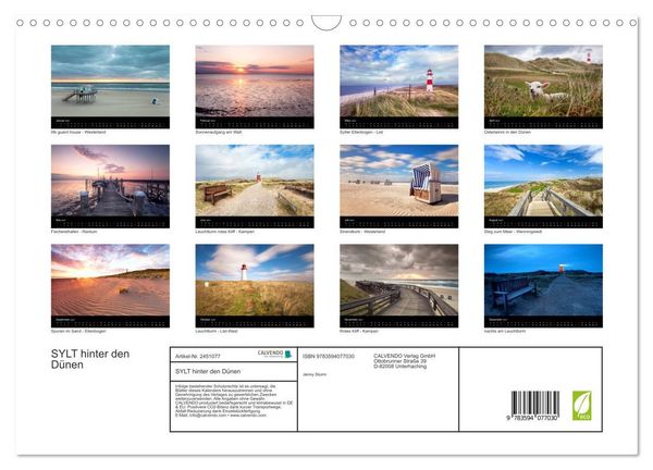 Produktbild: SYLT hinter den D&uuml;nen (Wandkalender 2027 DIN A3 quer), CALVENDO Monatskalender