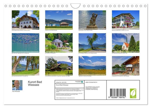 Produktbild: Kurort Bad Wiessee (Wandkalender 2027 DIN A4 quer), CALVENDO Monatskalender