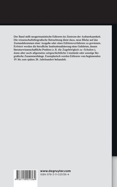 Produktbild: Neugermanistische Editoren im Wissenschaftskontext