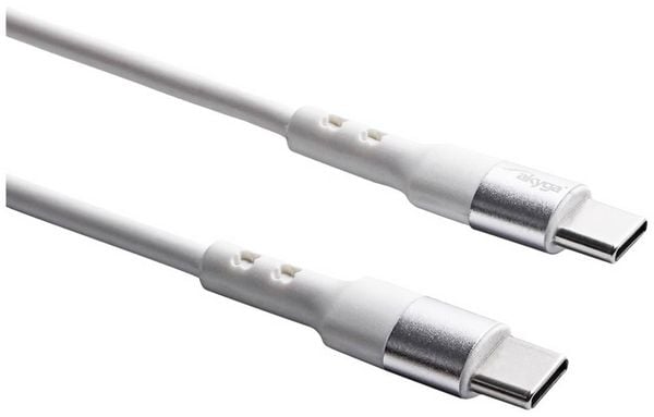 Produktbild: Akyga USB-Kabel USB-C&reg; Stecker, USB-C&reg; Stecker 0.50m Wei&szlig; AK-USB-39
