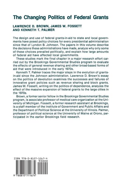Produktbild: Changing Politics of Federal Grants