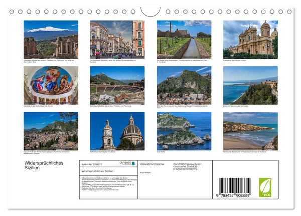 Produktbild: Widerspr&uuml;chliches Sizilien (Wandkalender 2026 DIN A4 quer), CALVENDO Monatskalender