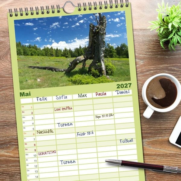 Produktbild: Familienplaner 2027 - Bayerischer Wald - der Osten Bayerns mit 5 Spalten (Wandkalender, 21 x 45 cm) CALVENDO