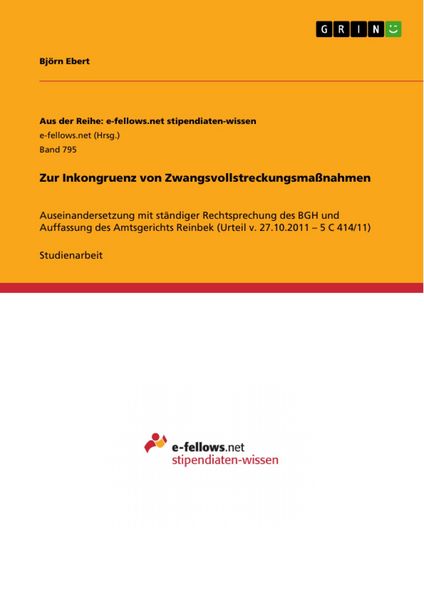 Produktbild: Zur Inkongruenz von Zwangsvollstreckungsma&szlig;nahmen