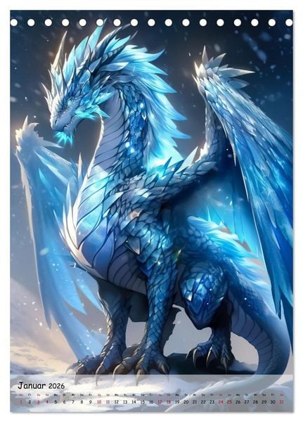 Produktbild: Gefl&uuml;gelte H&uuml;ter - Erleben Sie die Magie der Drachen (Tischkalender 2026 DIN A5 hoch), CALVENDO Monatskalender