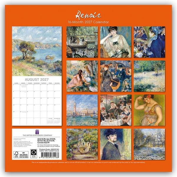 Produktbild: Renoir &ndash; Pierre-Auguste Renoir &ndash; Kunstkalender 2027 16-Monatskalender