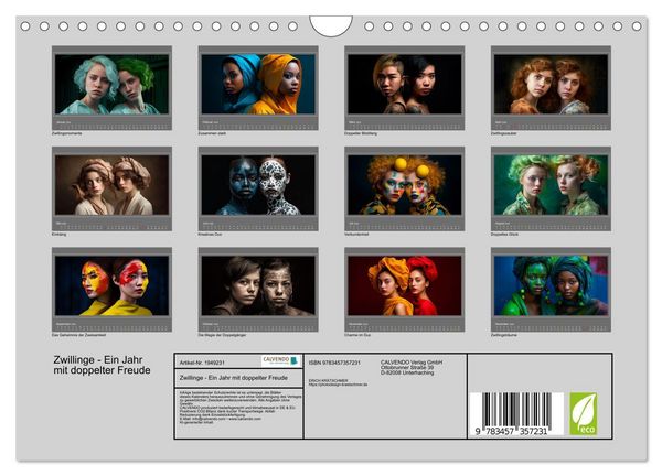 Produktbild: Zwillinge - Ein Jahr mit doppelter Freude (Wandkalender 2026 DIN A4 quer), CALVENDO Monatskalender