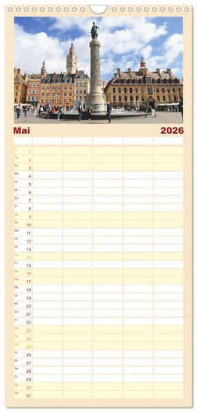 Produktbild: Familienplaner 2026 - Lille - Charmante Metropole in Nordfrankreich mit 5 Spalten (Wandkalender, 21 x 45 cm) CALVENDO