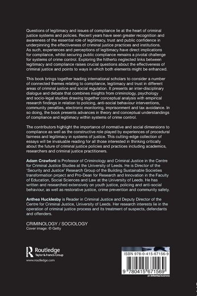 Produktbild: Legitimacy and Compliance in Criminal Justice