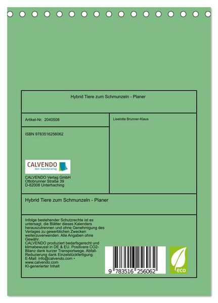 Produktbild: Hybrid Tiere zum Schmunzeln - Planer (Tischkalender 2026 DIN A5 hoch), CALVENDO Monatskalender