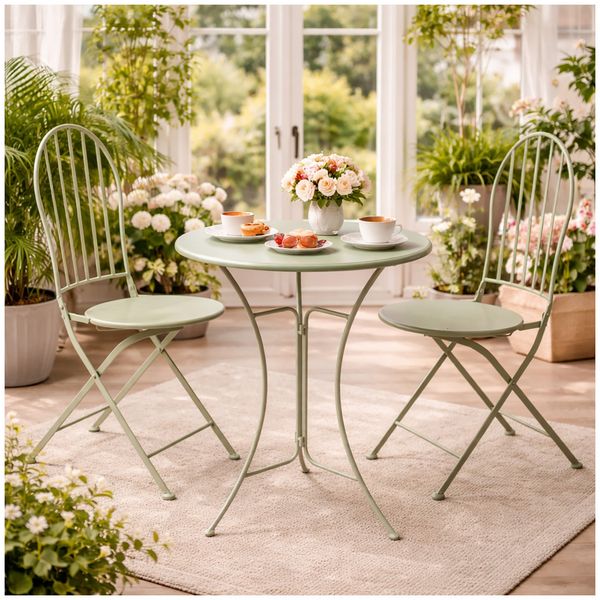 Produktbild: HTI-Living Gartenstuhl 2er-Set Ivy Metall Gr&uuml;n Gartenstuhl 2er-Set Ivy Metall Gr&uuml;n