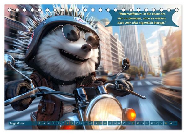 Produktbild: Tierisch lustige Motorradfahrer (Tischkalender 2026 DIN A5 quer), CALVENDO Monatskalender