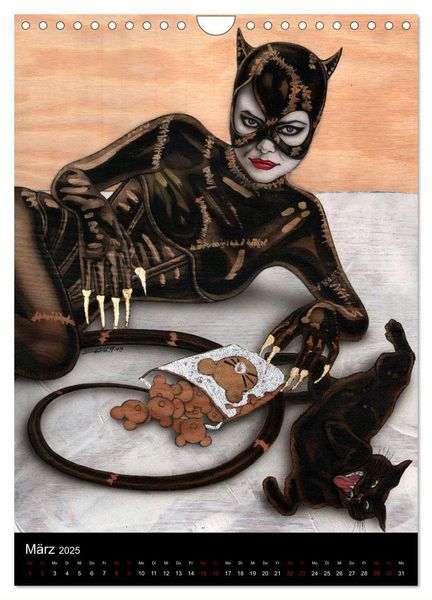 Produktbild: Kesse Mietzen - Burlesque cats II - mit flotten Linien gezeichnete Pin-up Katzen (Wandkalender 2025 DIN A4 hoch), CALVENDO Monatskalender