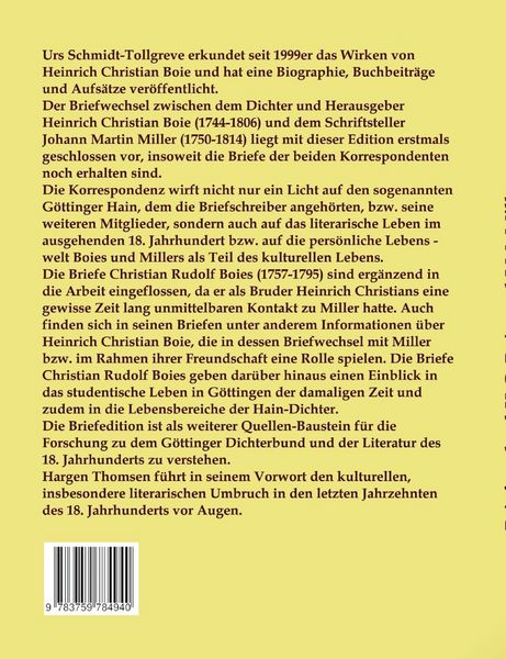 Produktbild: Der Briefwechsel zwischen Heinrich Christian Boie und Johann Martin Miller