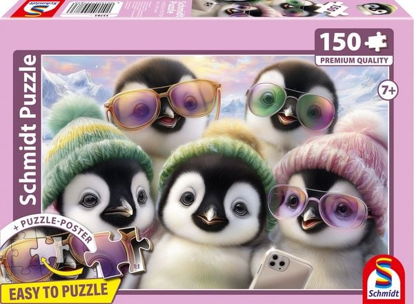 Schmidt 55783 - Pinguinbande, Easy to Puzzle, Kinderpuzzle mit Poster, 150 Teile