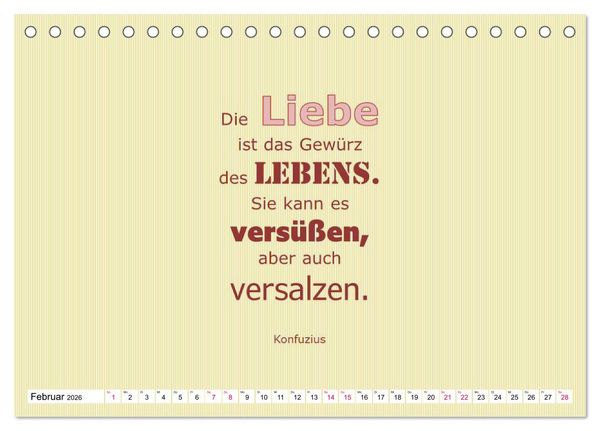 Produktbild: Zitate und Spr&uuml;che In Sachen LIEBE (Tischkalender 2026 DIN A5 quer), CALVENDO Monatskalender