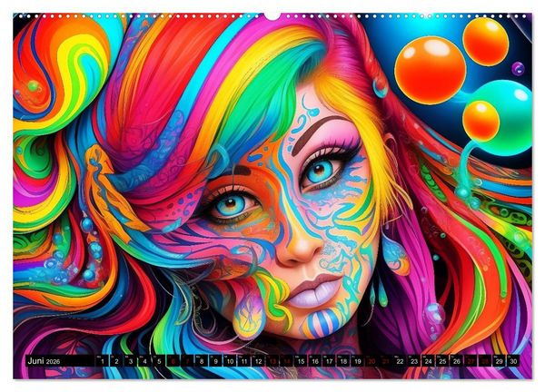 Produktbild: Psychedelische Ladies (hochwertiger Premium Wandkalender 2026 DIN A2 quer), Kunstdruck in Hochglanz