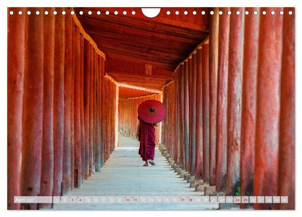 Produktbild: IM REICH DES BUDDHA - DER ROTE SCHIRM (Wandkalender 2027 DIN A4 quer), CALVENDO Monatskalender