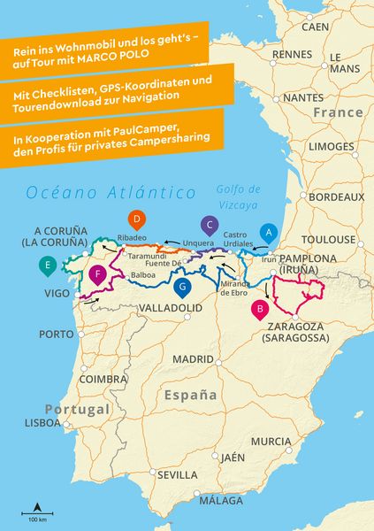 Produktbild: MARCO POLO Camper Guide Nordspanien: Atlantikk&uuml;ste & Pyren&auml;en