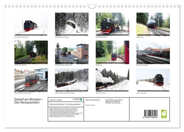 Produktbild: Dampf am Brocken - Die Harzquerbahn (Wandkalender 2026 DIN A3 quer), CALVENDO Monatskalender