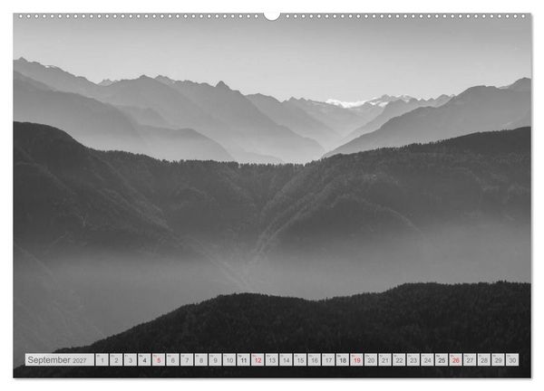 Produktbild: Bergpixels Schwarz-Wei&szlig;e Gebirgstr&auml;ume (hochwertiger Premium Wandkalender 2027 DIN A2 quer), Kunstdruck in Hochglanz