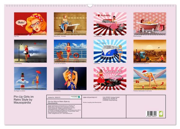 Produktbild: Pin-Up Girls im Retro Style by Mausopardia (Wandkalender 2026 DIN A2 quer), CALVENDO Monatskalender