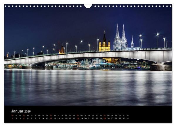 Produktbild: k&ouml;ln dunkel bunt - Die Stadt in anderem Licht! (Wandkalender 2026 DIN A3 quer), CALVENDO Monatskalender