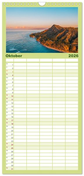 Produktbild: Familienplaner 2026 - Hawaii Traumziel mit 5 Spalten (Wandkalender, 21 x 45 cm) CALVENDO