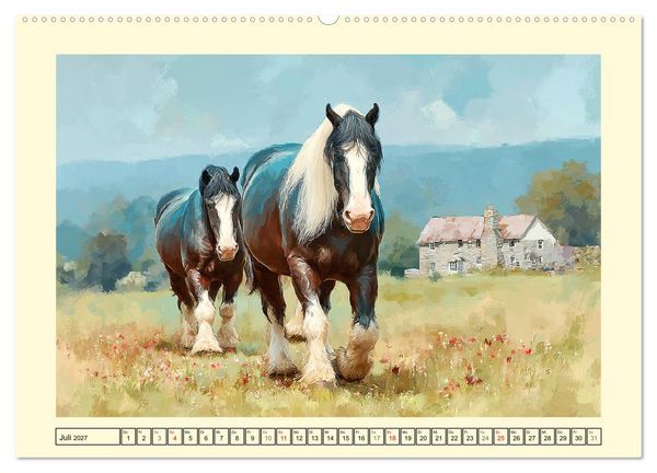 Produktbild: Starke Pferde. Imposante Kaltbl&uuml;ter auf dem Farmland (hochwertiger Premium Wandkalender 2027 DIN A2 quer), Kunstdruck in Hochglanz