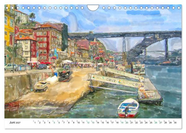 Produktbild: Porto - Ansichten in Aquarell (Wandkalender 2027 DIN A4 quer), CALVENDO Monatskalender