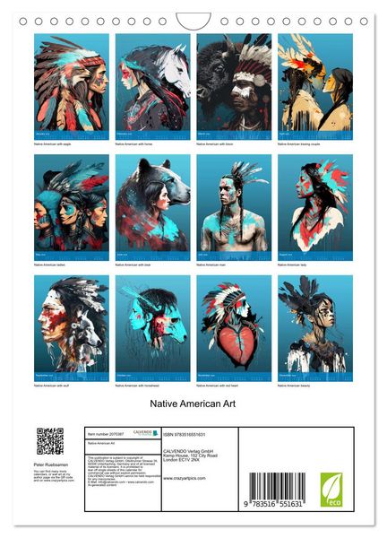 Produktbild: Native American Art (Wall Calendar 2026 DIN A4 portrait), CALVENDO 12 Month Wall Calendar