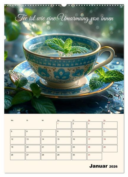 Produktbild: Du, mein geliebter Tee (Wandkalender 2026 DIN A2 hoch), CALVENDO Monatskalender